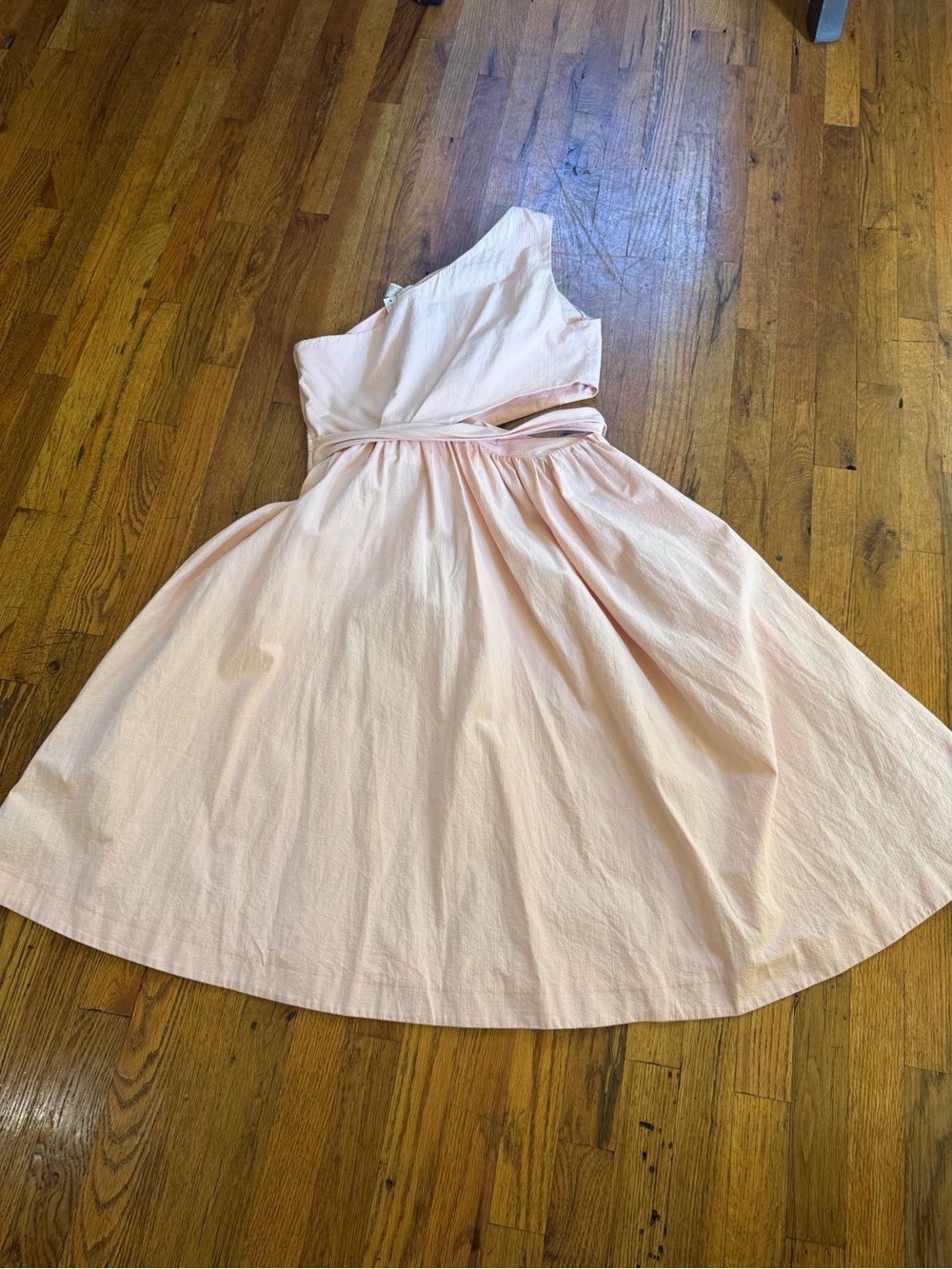 ASOS One-Shoulder Midi Dress in Pale Pink